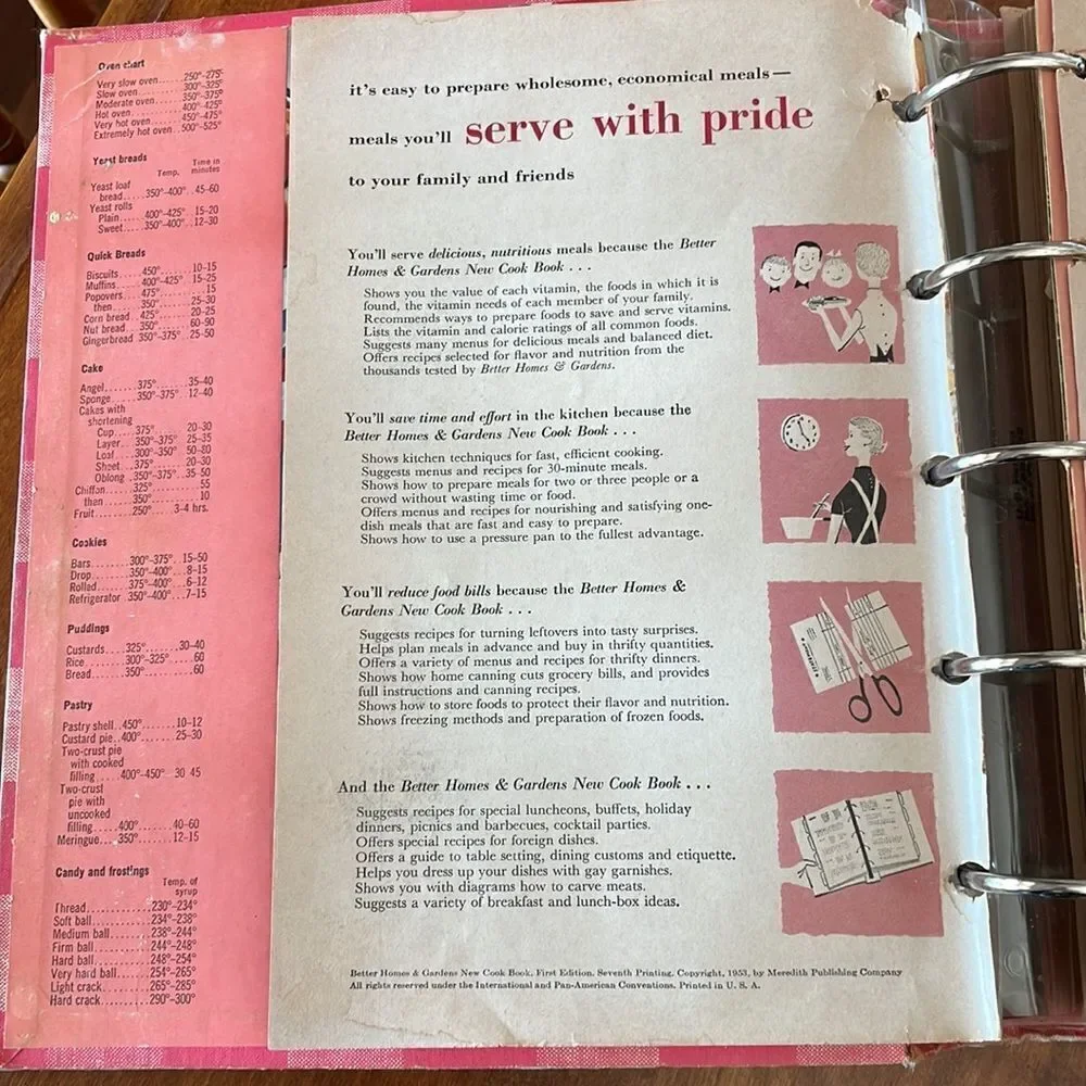 Vintage Better Homes & Gardens Cookbook - First Edition, 1953, 7th Printing